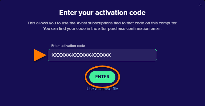 Indtast din Avast SecureLine VPN key